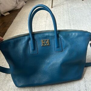 escada royal blue genuine Italian leather hand bag